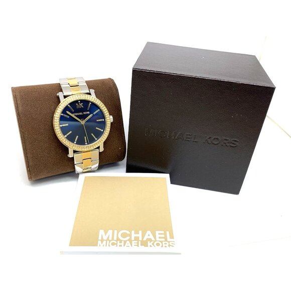 Michael Kors Womens Watch MKO1049 Quartz Blue Dial Two Tone Stainless Steel 38mm - Picture 3 of 14